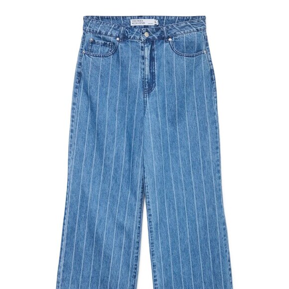 High Rise Wide Stripe Jeans - Picture 1 of 7